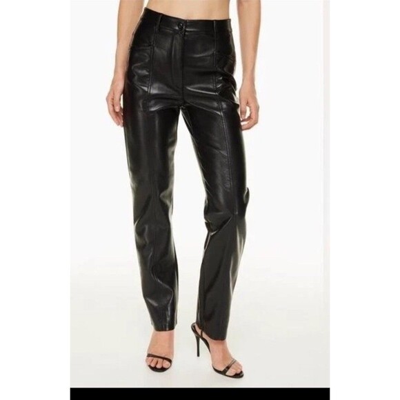 Aritzia Wilfred Black Rebel Pant Vegan Leather Straight Leg Pants Size 6 224 - Picture 1 of 11